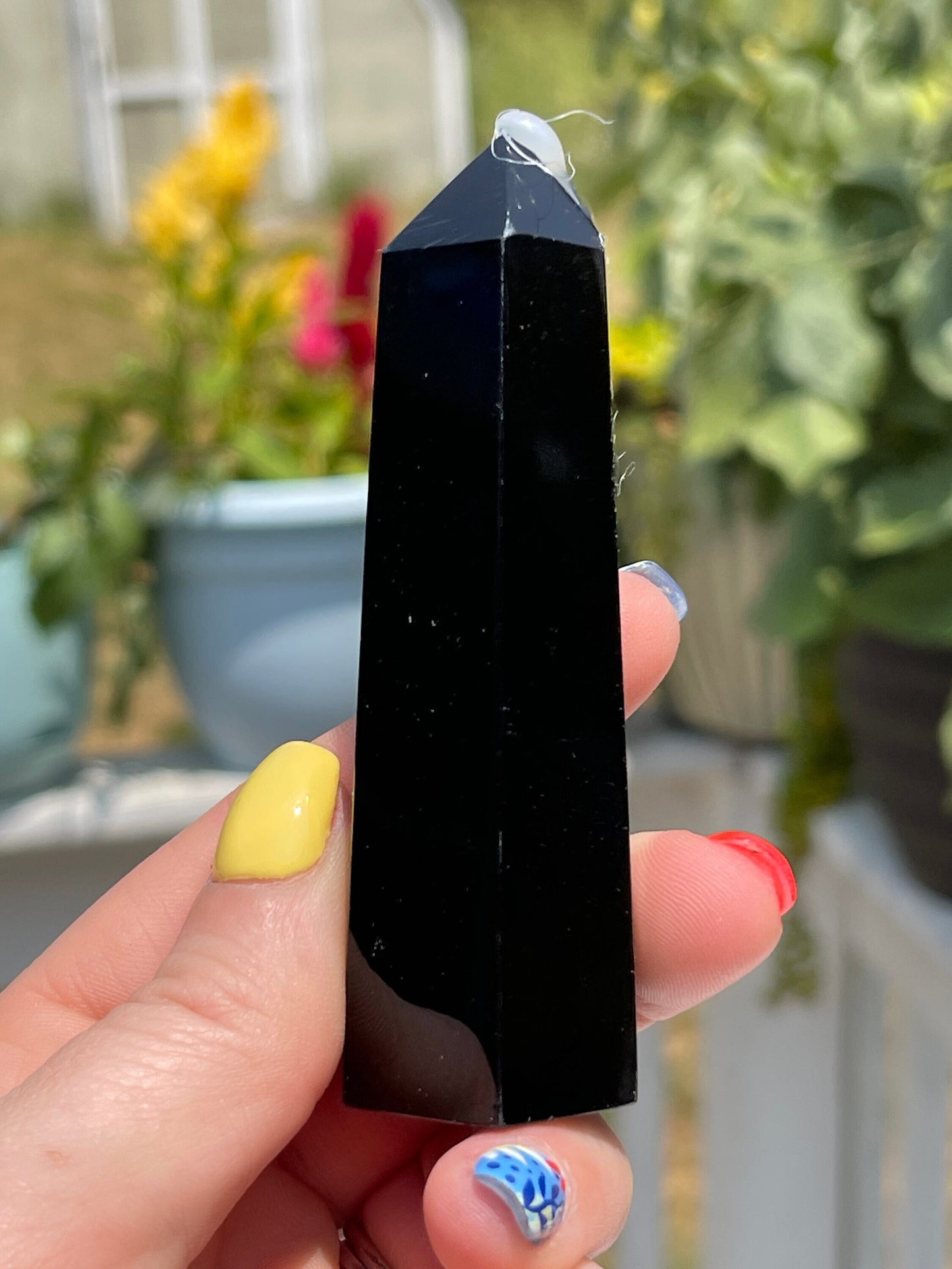 Black Obsidian Obelisk Tower: Reiki Healing Crystal Decor