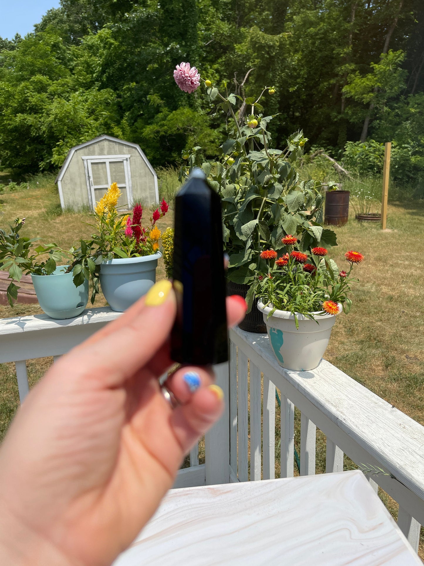 Obsidian Obelisk Tower: Reiki Healing Crystal Decor (3.6in)