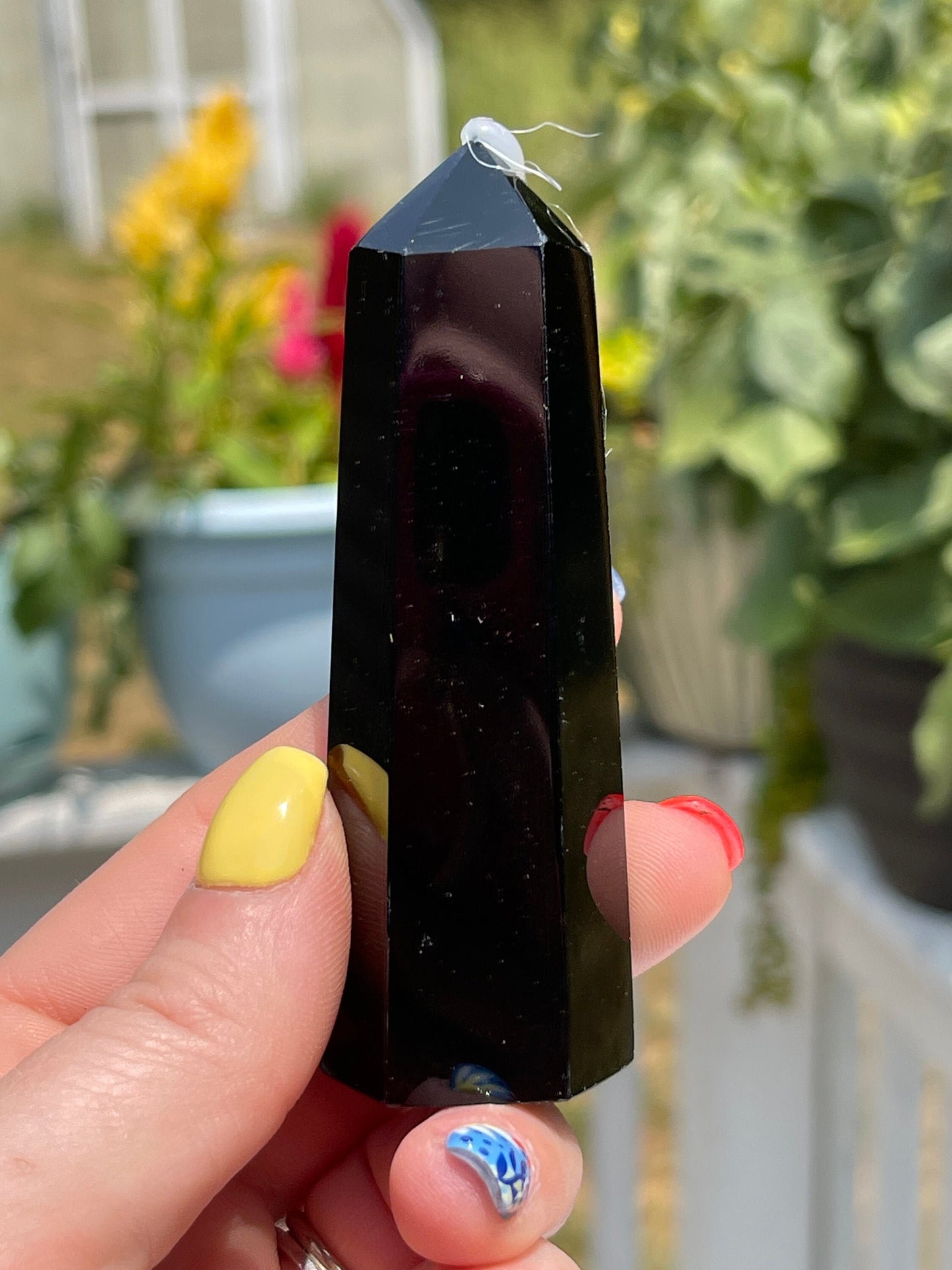 Black Obsidian Obelisk Tower: Reiki Healing Crystal Decor