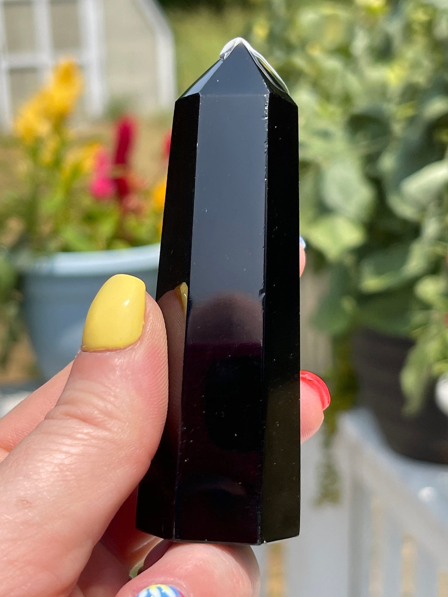 Obsidian Obelisk Tower: Reiki Healing Crystal Decor (3.6in)