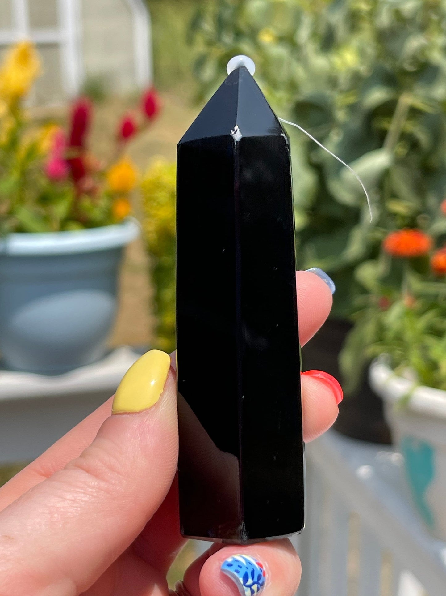 Natural Obsidian Obelisk Tower: Reiki Healing Crystal Decor