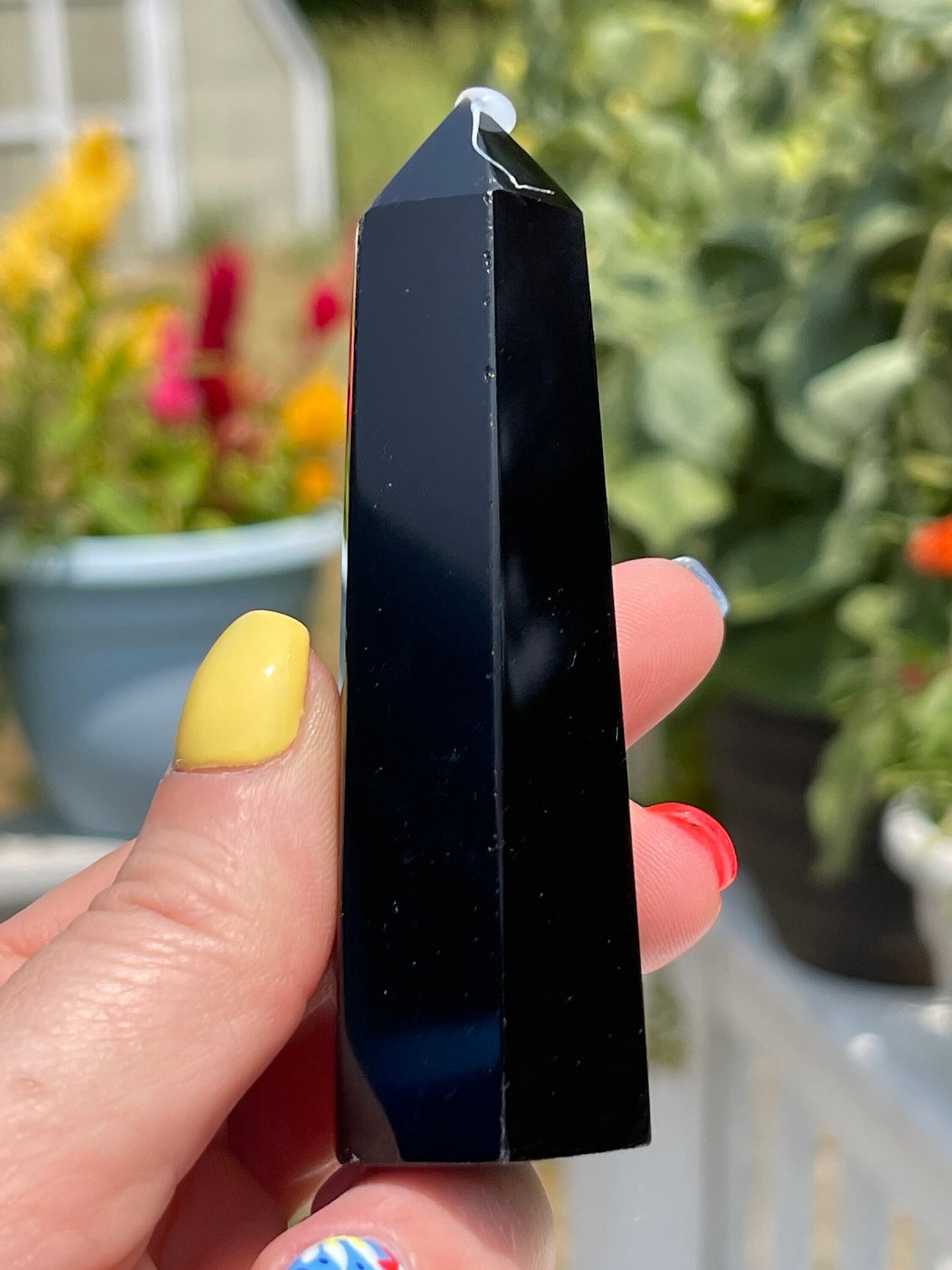 Obsidian Obelisk Tower: Reiki Healing Crystal Decor (3.6in)