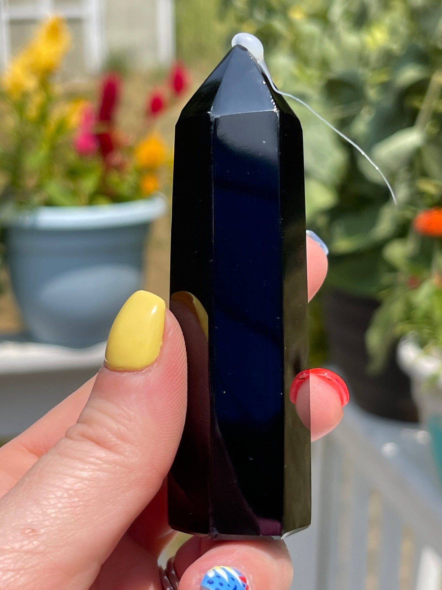 Natural Obsidian Obelisk Tower: Reiki Healing Crystal Decor