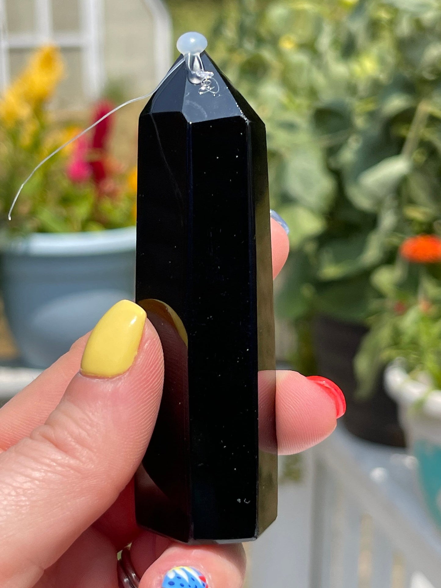 Natural Obsidian Obelisk Tower: Reiki Healing Crystal Decor