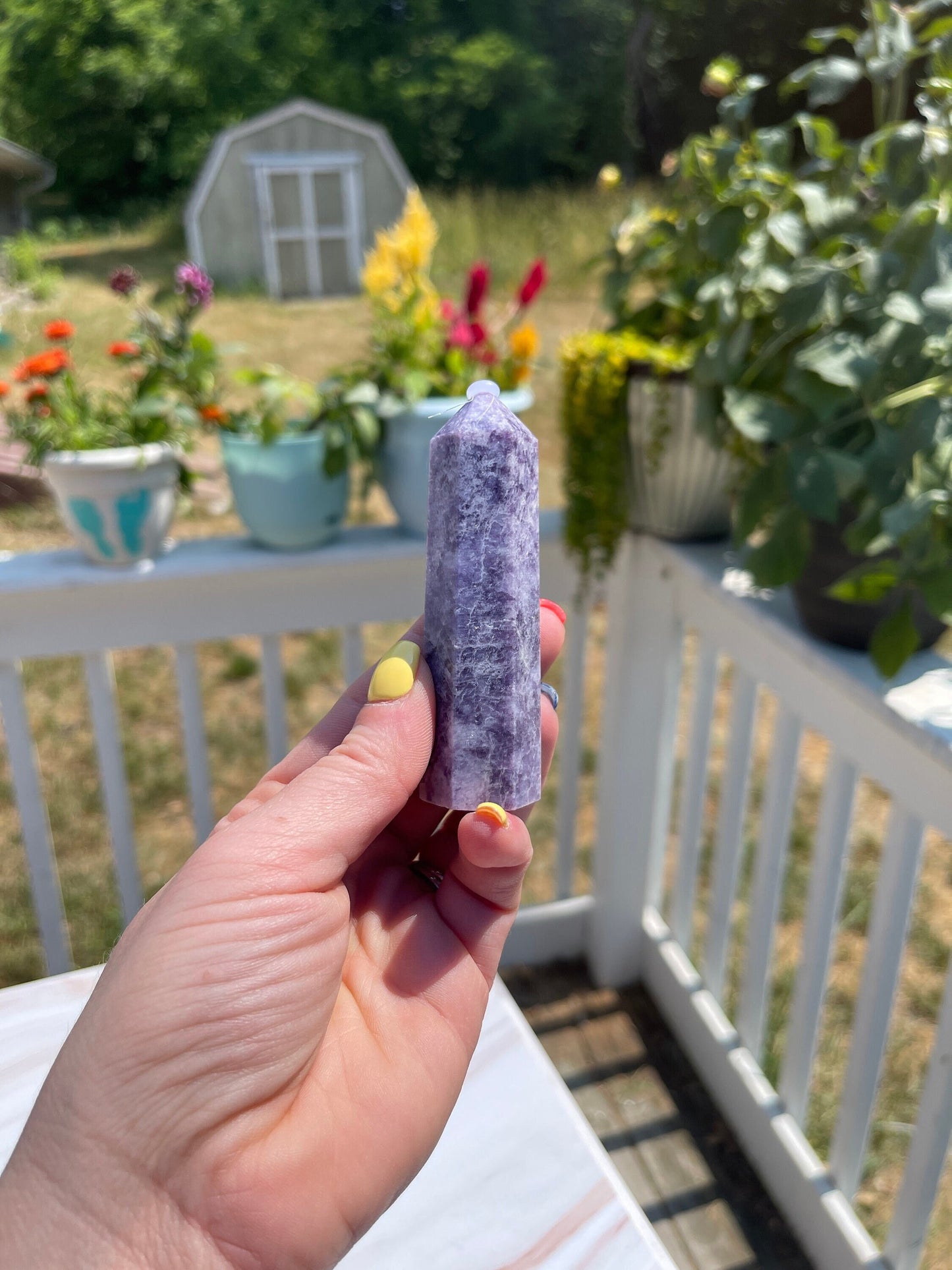 Purple Lepidolite Crystal Tower: Mica Point, Witchy Decor