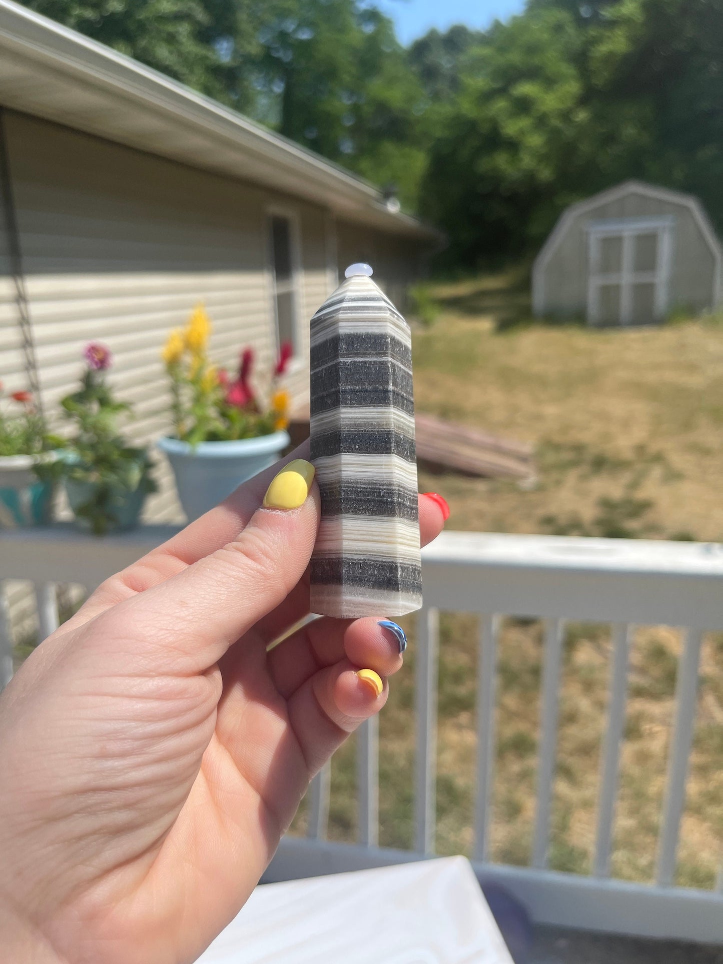 Zebra Calcite Tower: Stone of Motivation, Chakra Healing