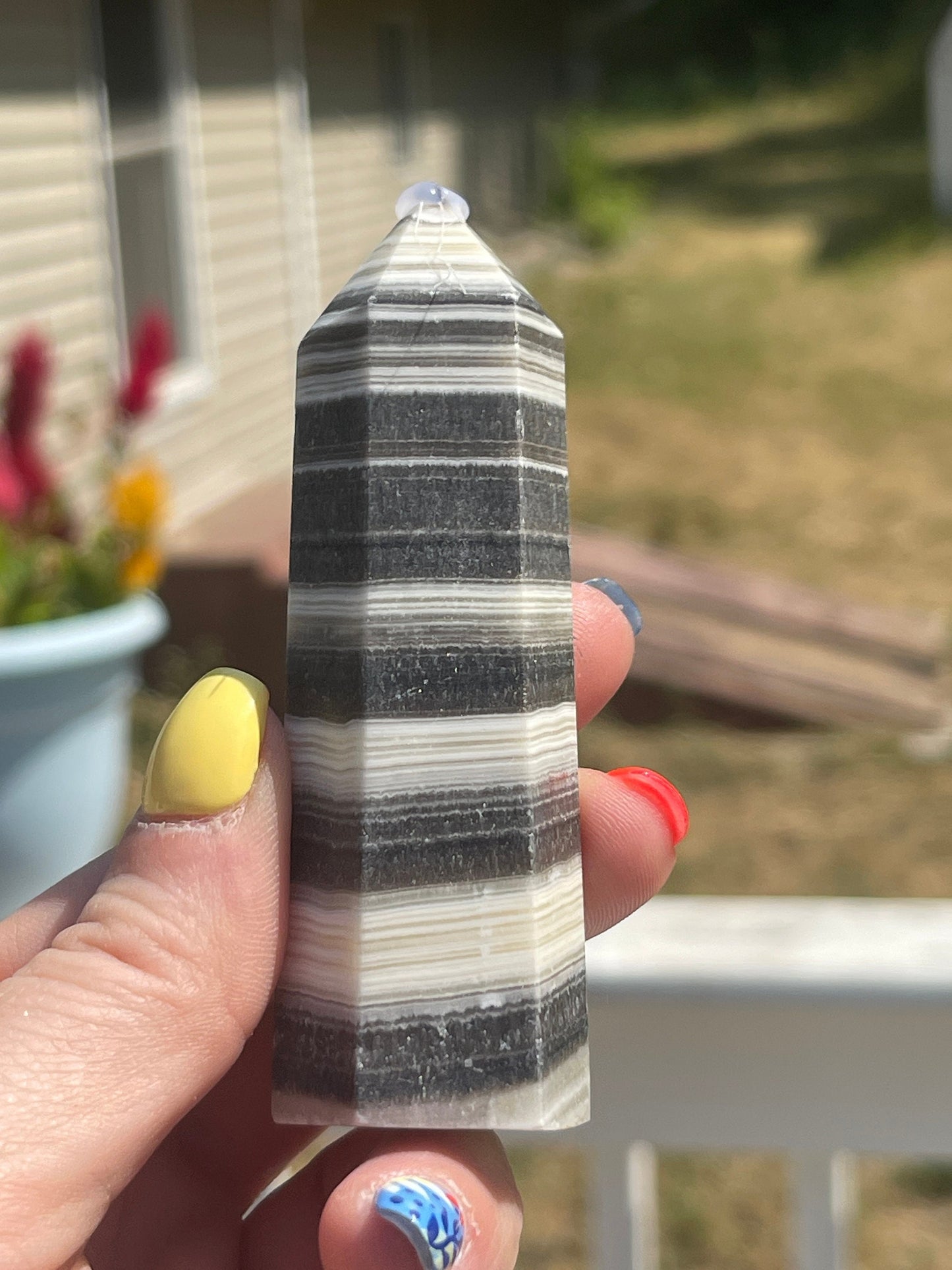 Zebra Calcite Tower: Stone of Motivation, Chakra Healing