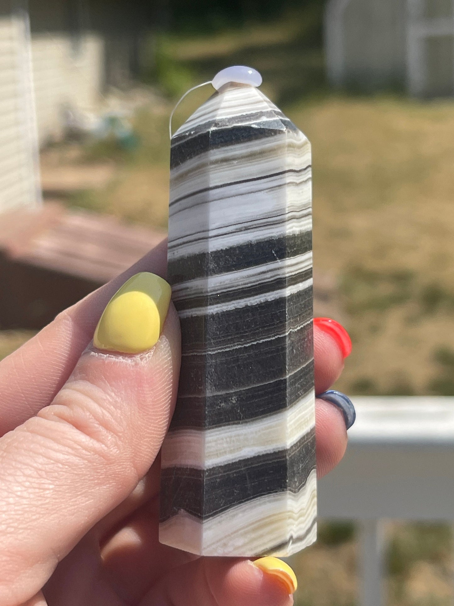 Zebra Calcite Tower: Stone of Motivation, Chakra Cleansing