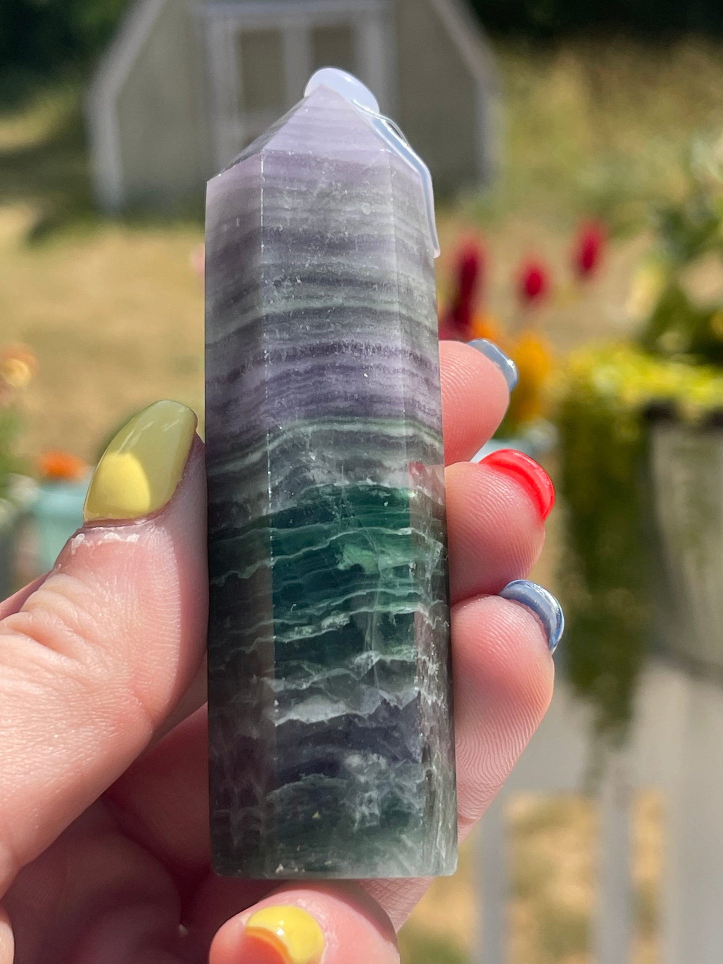 Silk Fluorite Crystal Tower
