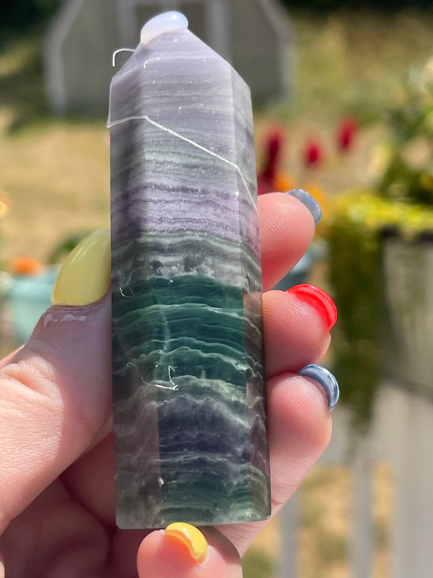 Silk Fluorite Crystal Tower