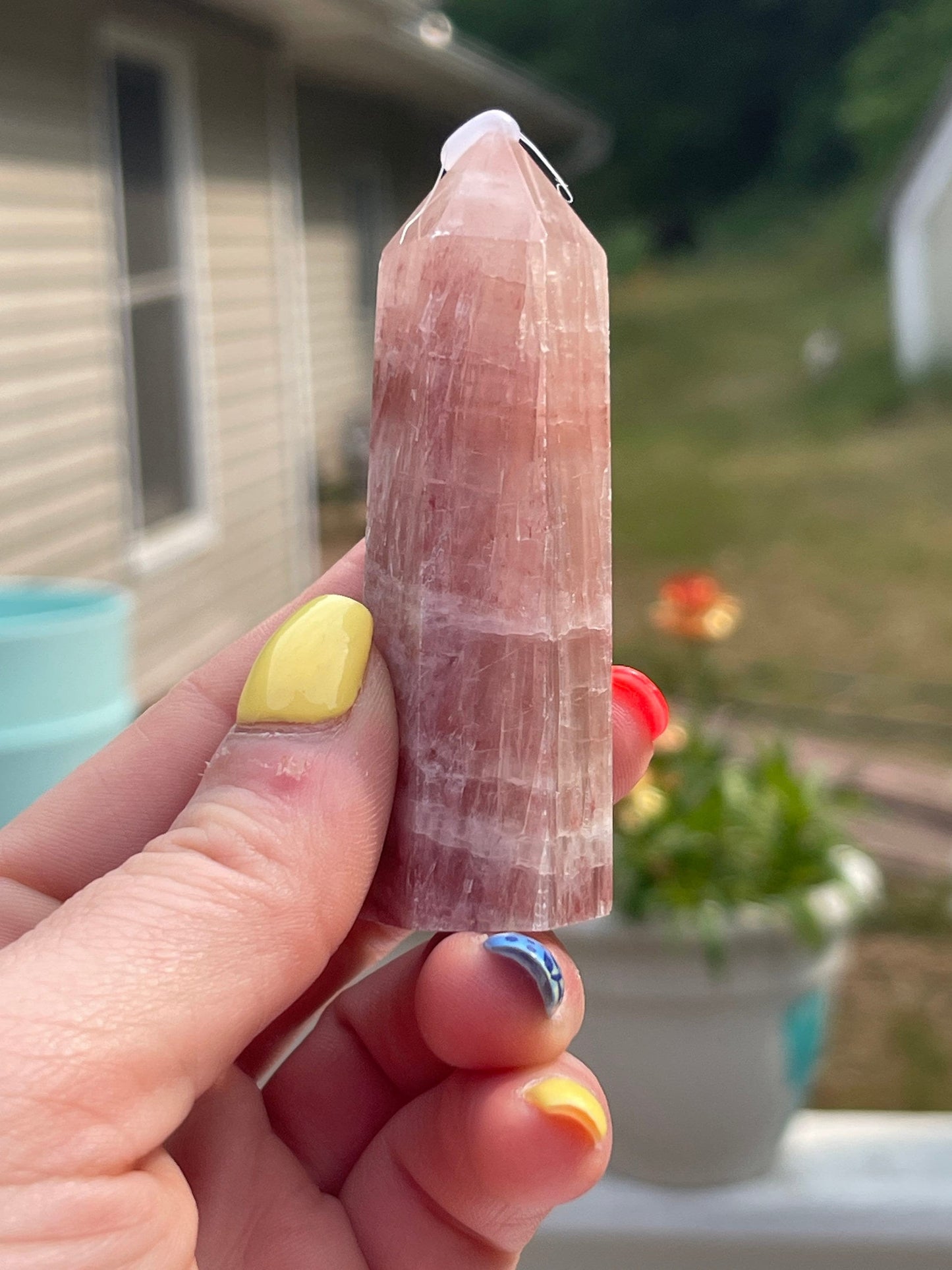 Rose Calcite Tower: Self-healing