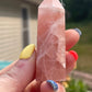 Natural rose calcite tower
