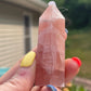 Natural rose calcite tower
