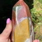 Orbicular ocean jasper tower | crystal gift| meditation stone | crystal carving