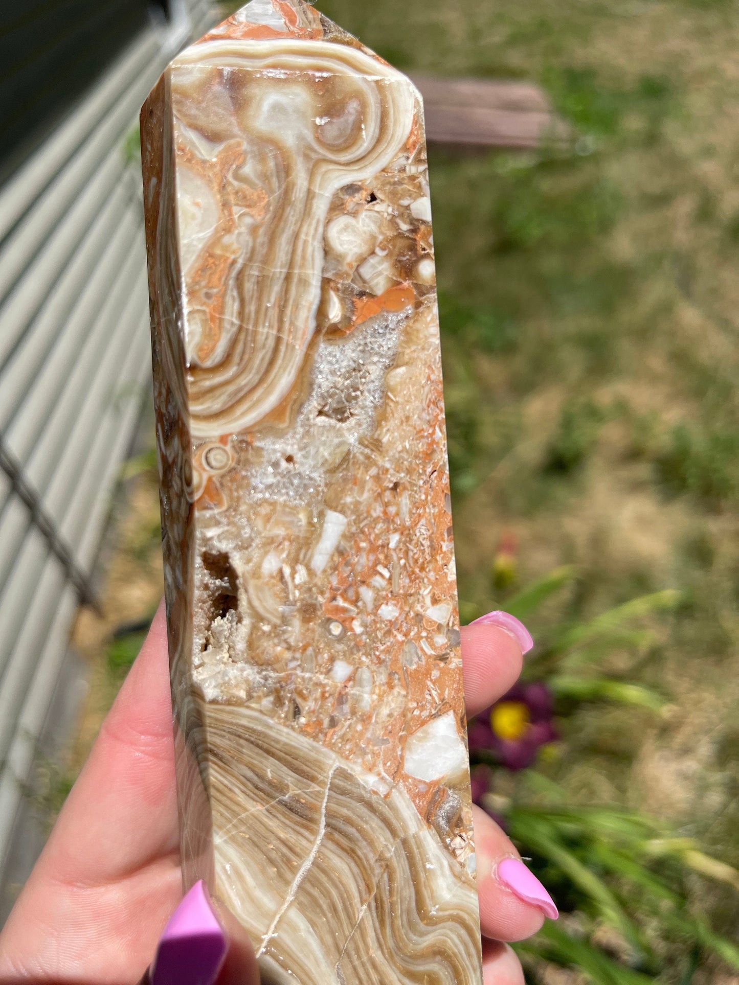 Chocolate Calcite Tower with Druzy