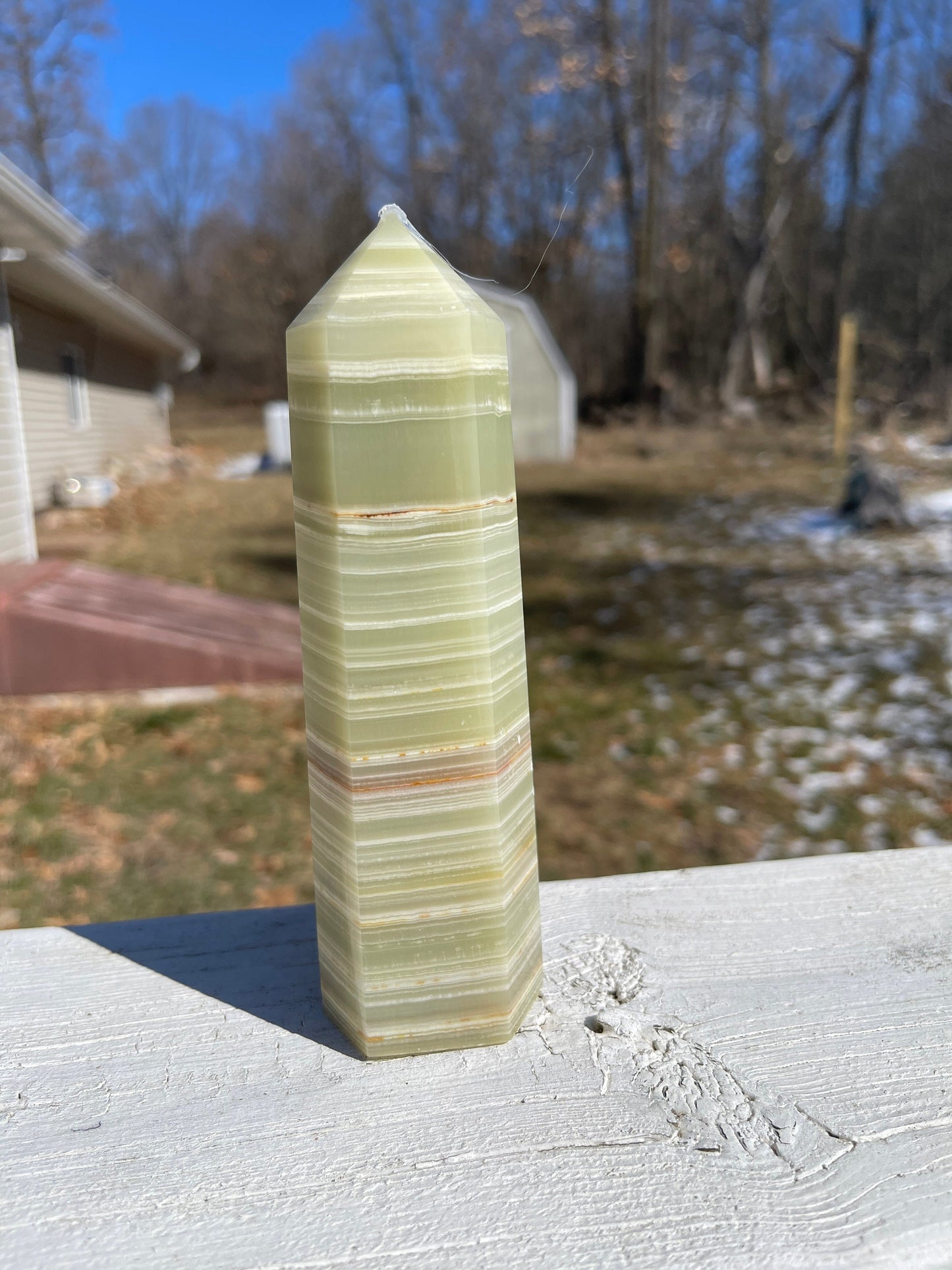 Banded Green Onyx Crystal Tower