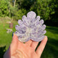 Lepidolite Crystal Leaf Carving