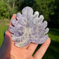 Lepidolite Crystal Leaf Carving