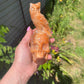 Large Calcite Skull with Owl Carving