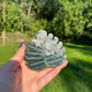 Moss Agate Crystal Leaf Carving