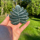 Moss Agate Crystal Leaf Carving
