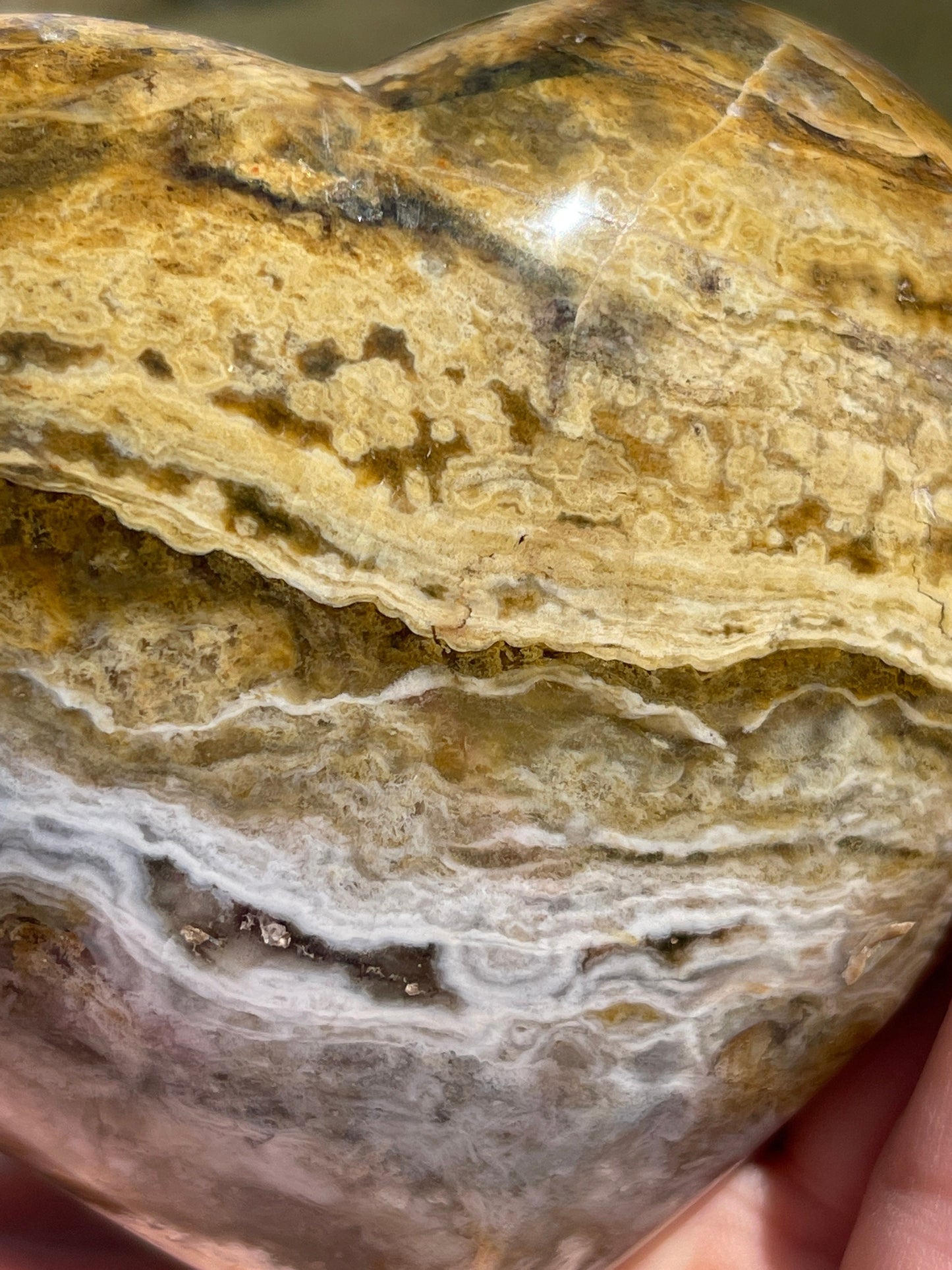 Ocean Jasper Heart Carving: Polished Crystal Meditation Stone