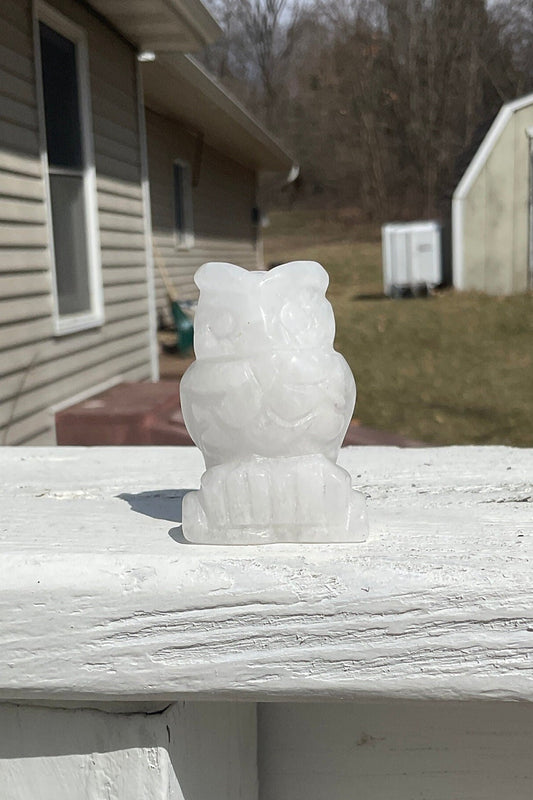 Clear Quartz Crystal Owl Carving