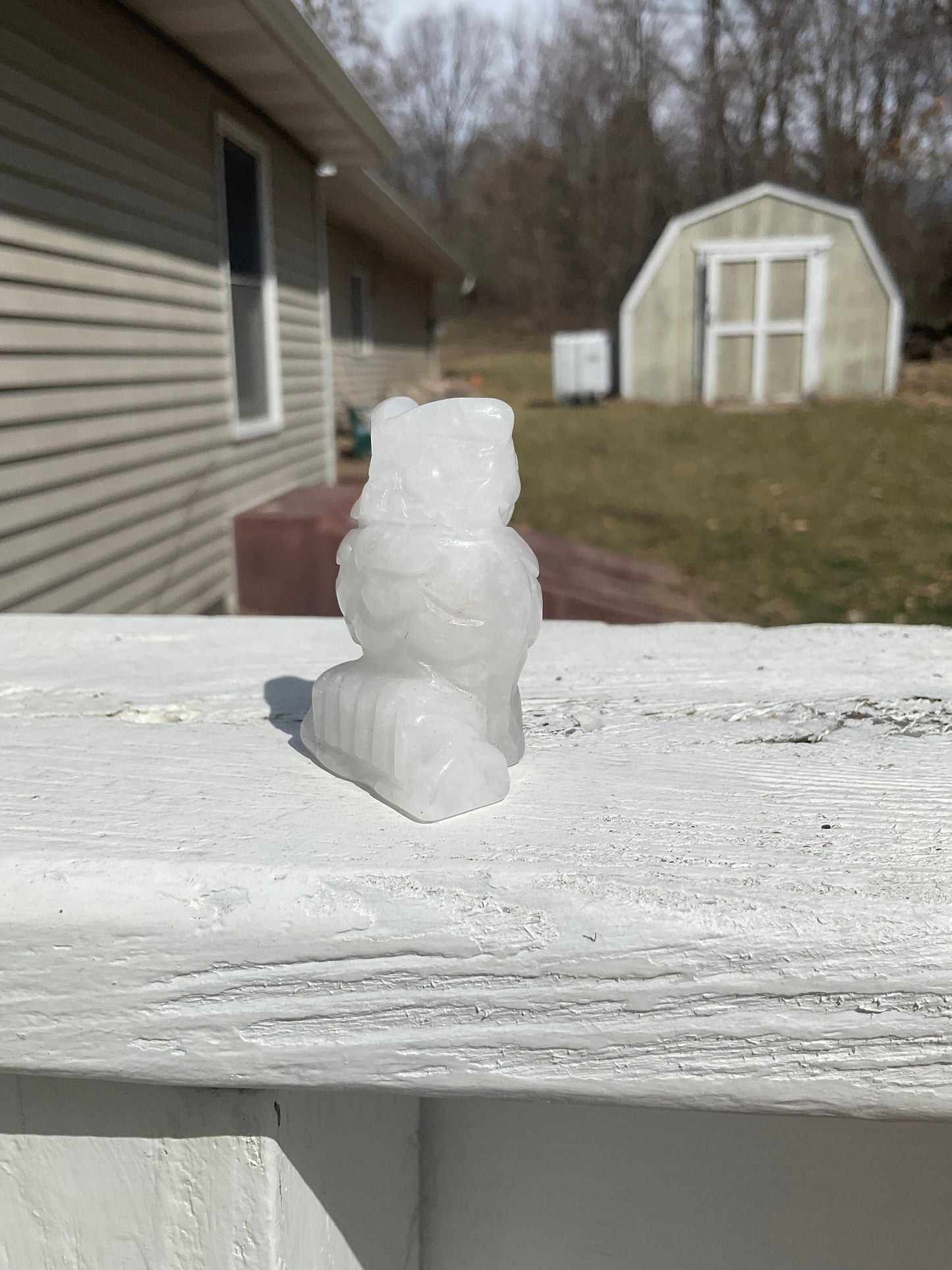 Clear Quartz Crystal Owl Carving