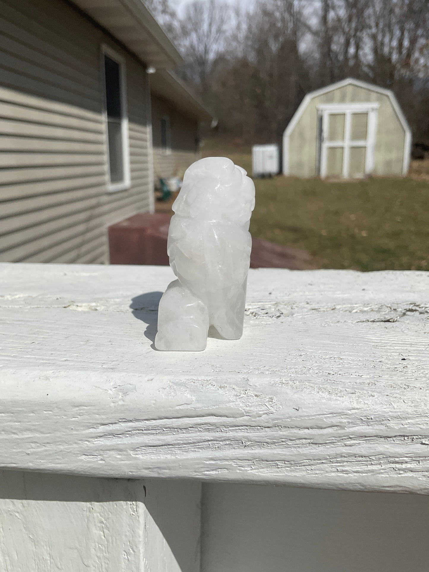 Clear Quartz Crystal Owl Carving