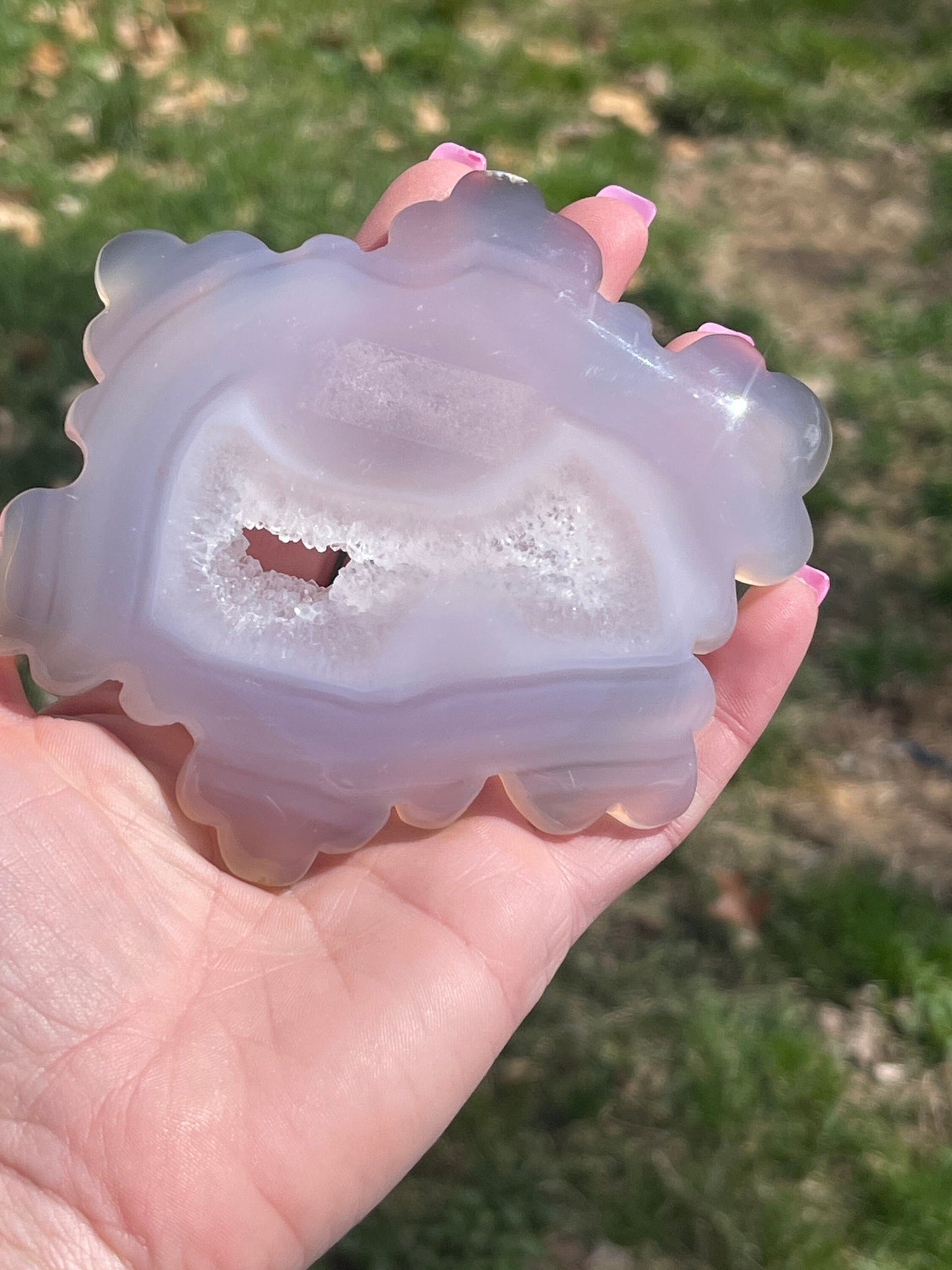 Druzy Agate Crystal Snowflake Carving