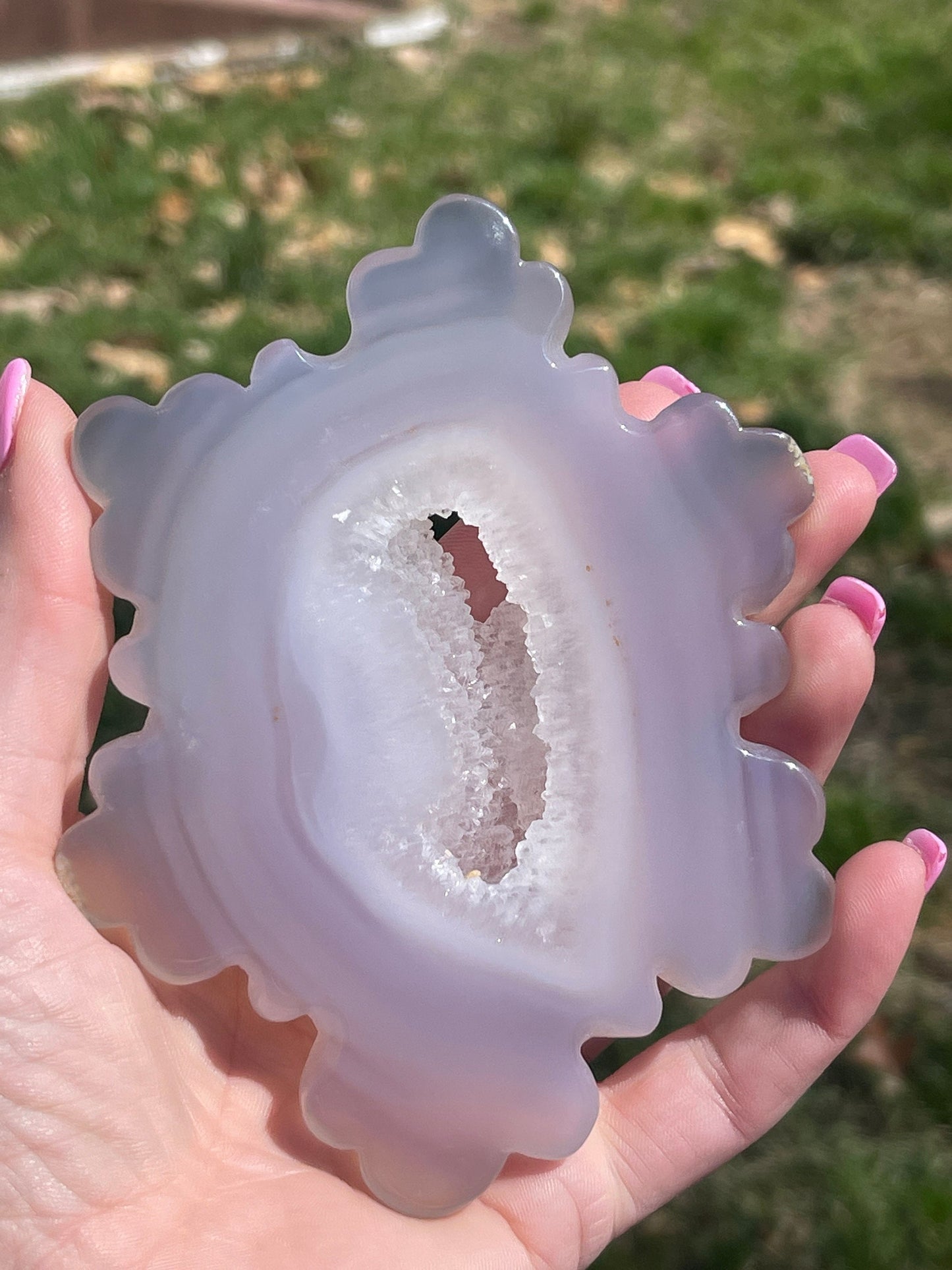 Druzy Agate Crystal Snowflake Carving
