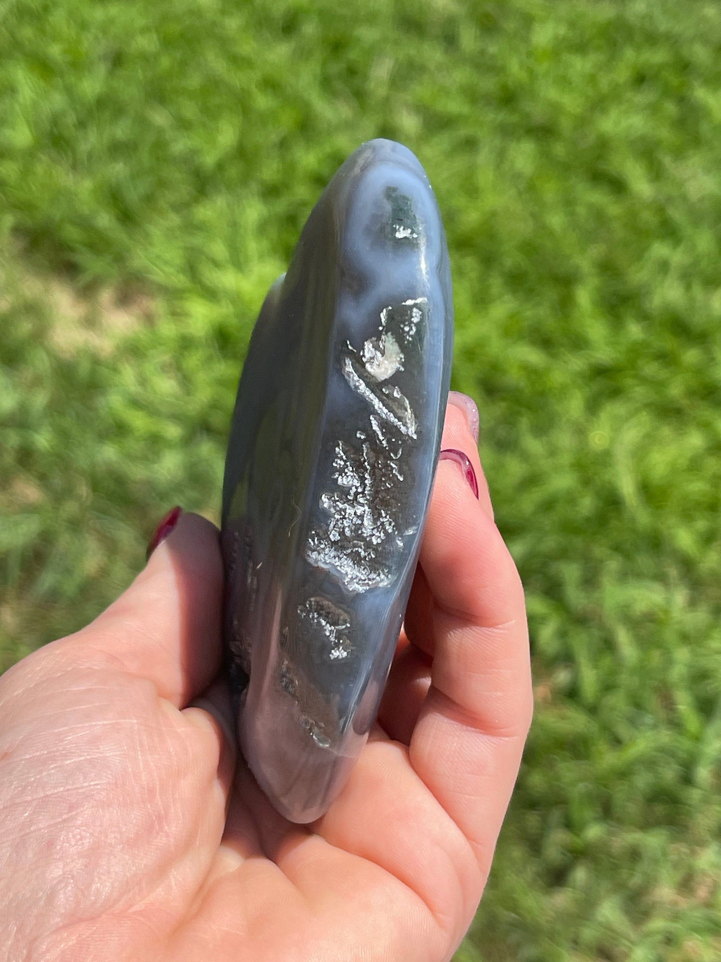 Blue Agate Heart Carving
