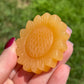 1pc Orange Calcite Sunflower Carving