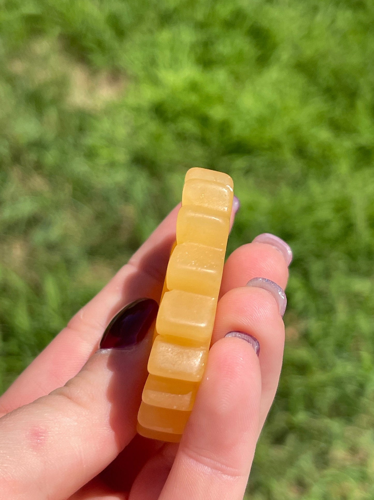 1pc Orange Calcite Sunflower Carving