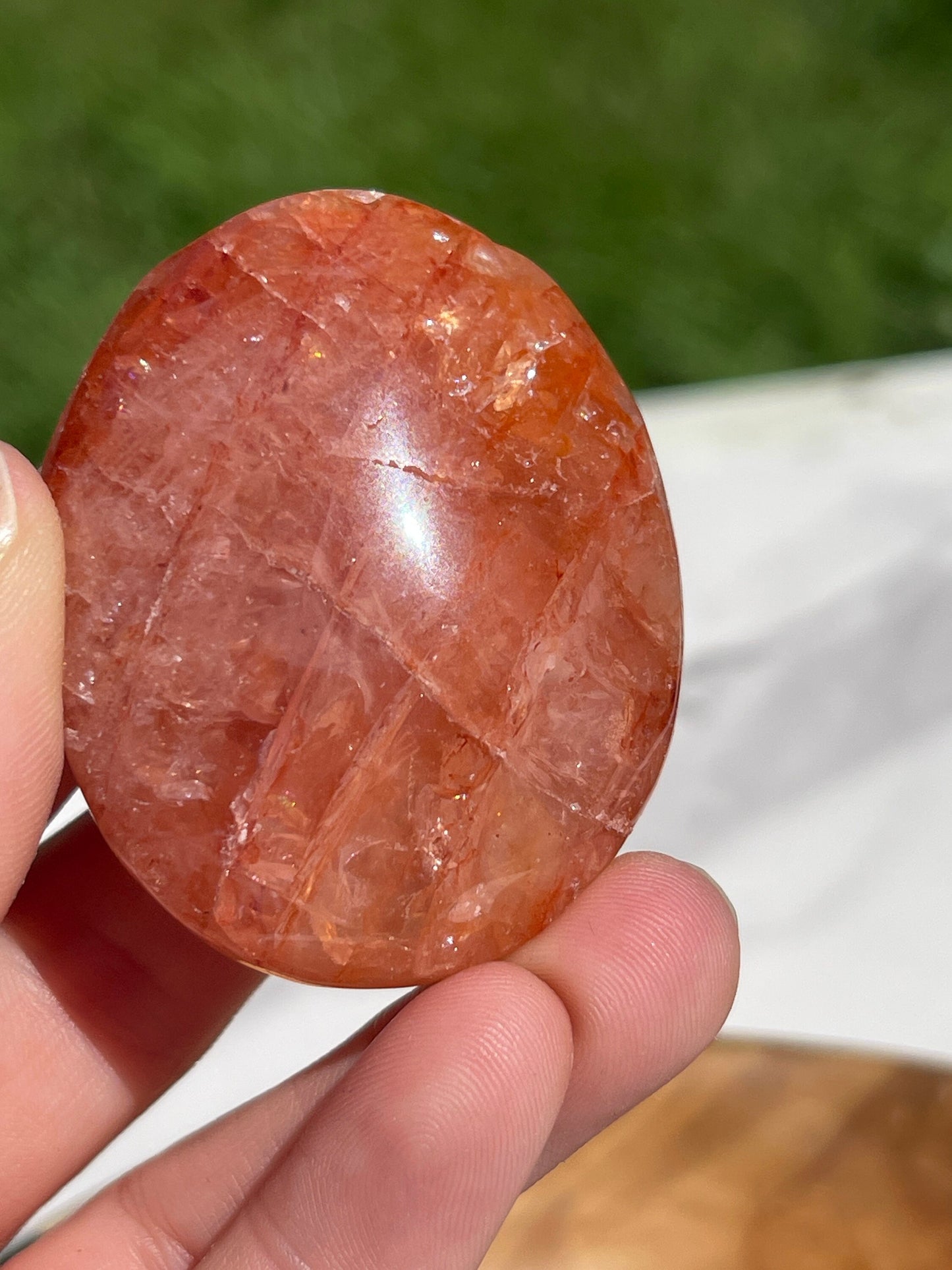 1 Fire Quartz Palm Stone