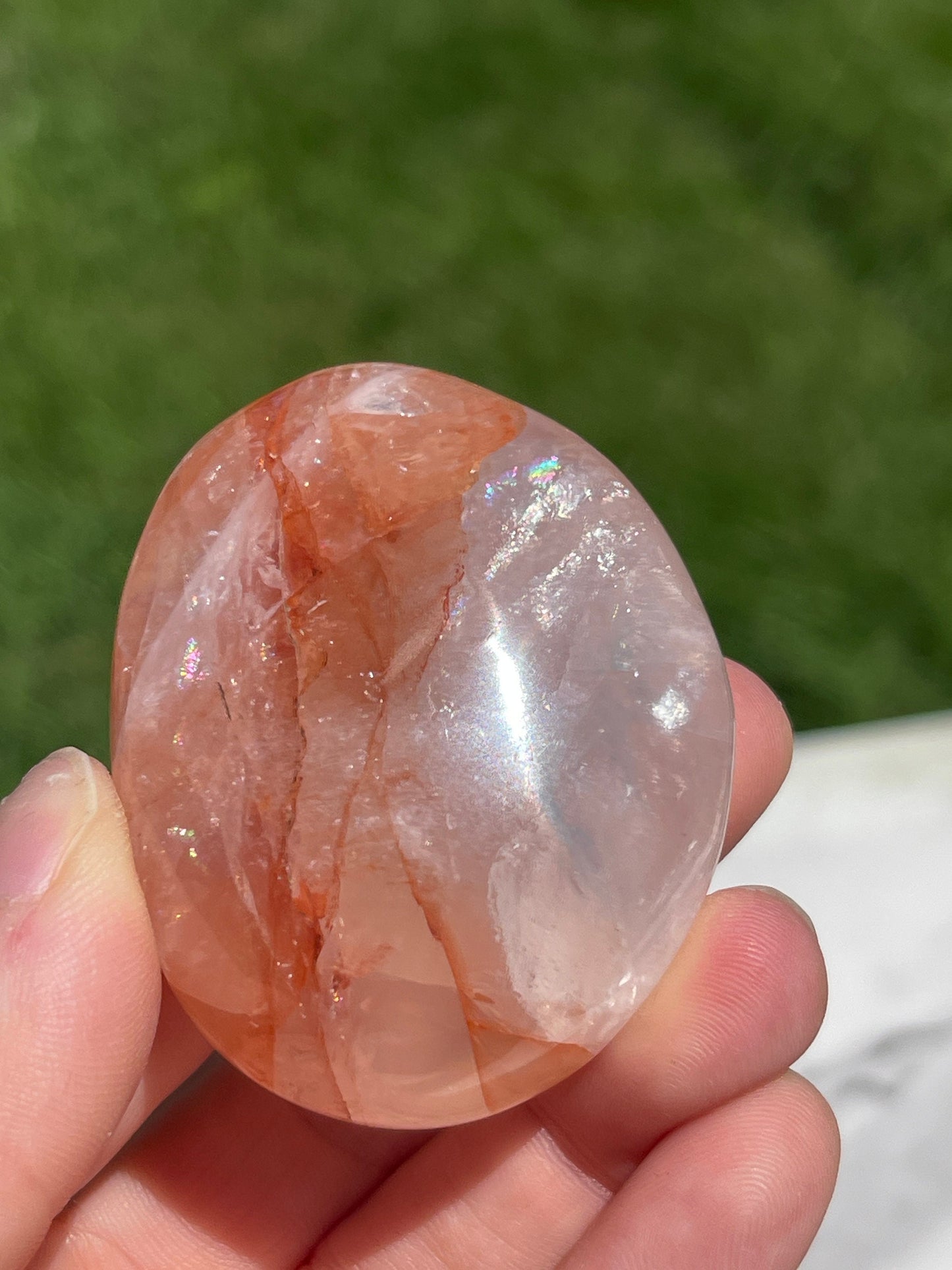 1 Fire Quartz Palm Stone