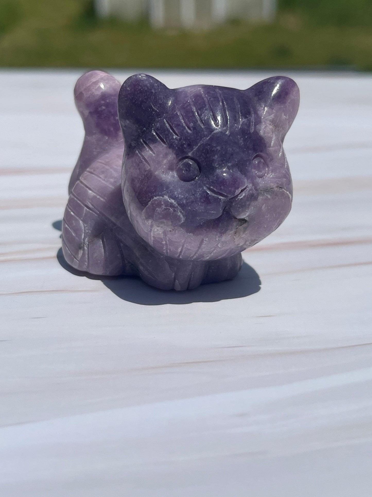 Lepidolite Crystal Cat Carving: Meditation Animal Figurine