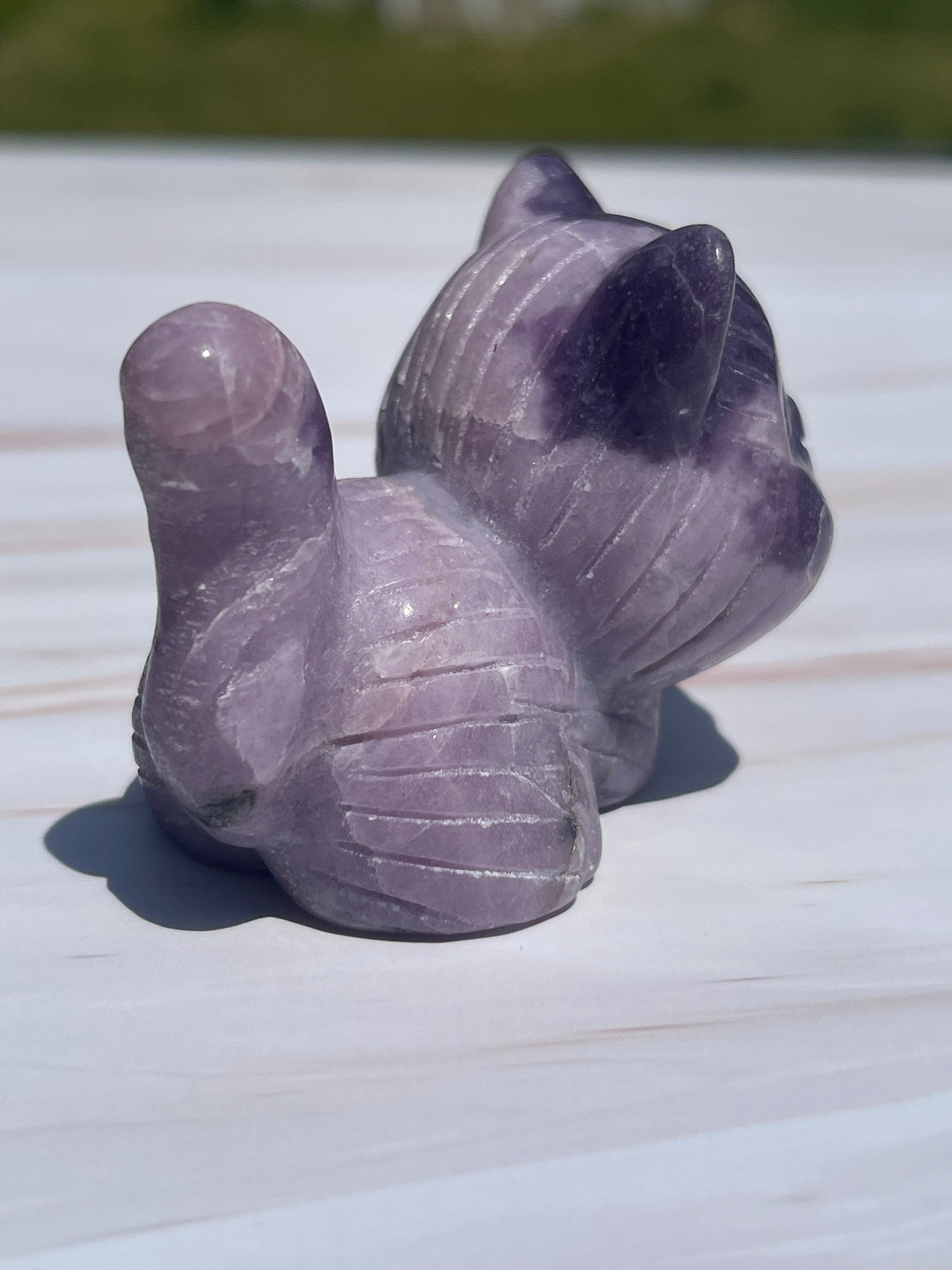 Lepidolite Crystal Cat Carving: Meditation Animal Figurine