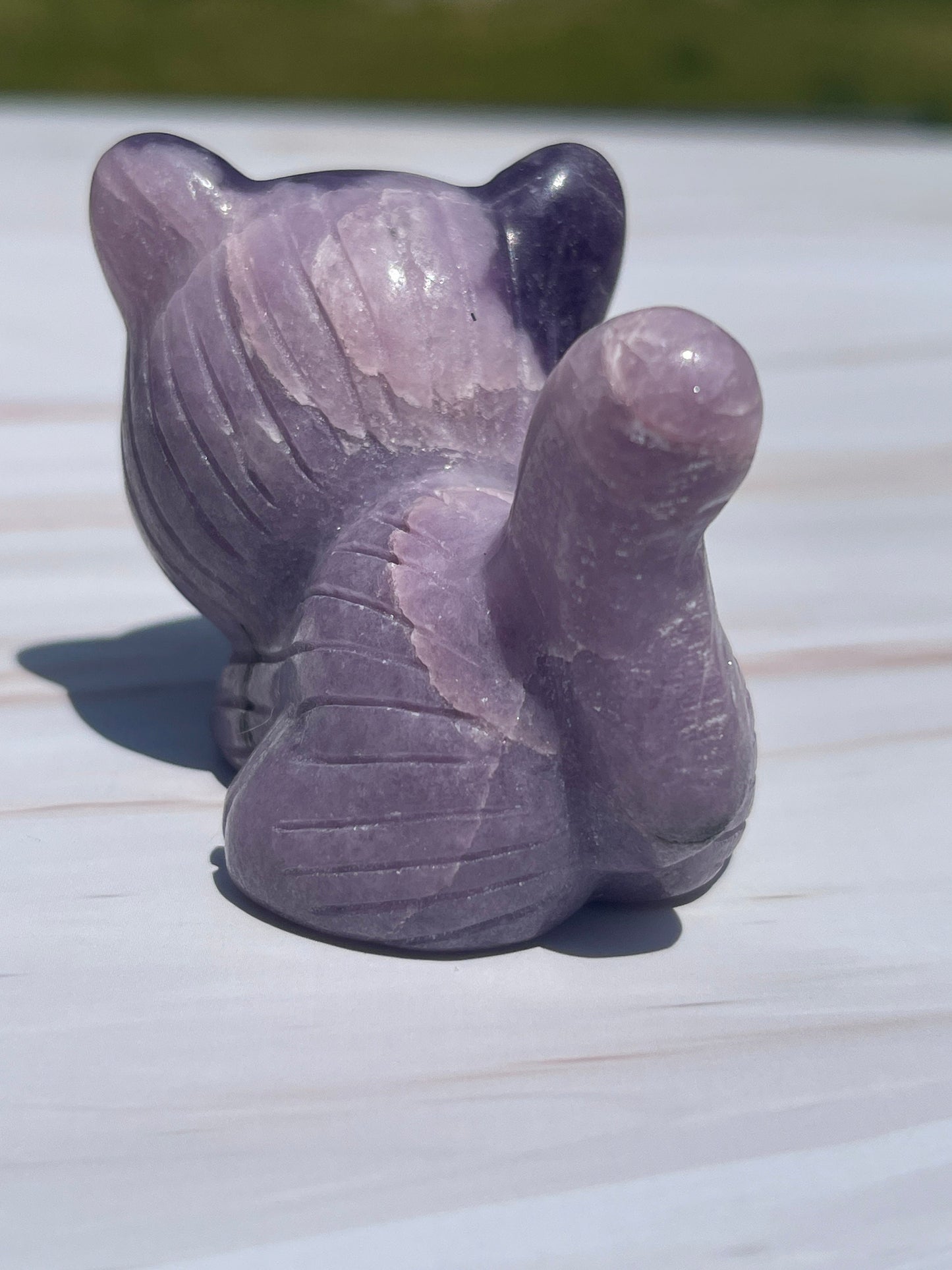 Lepidolite Crystal Cat Carving: Meditation Animal Figurine
