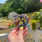 Mosaic Chalcedony Heart with Cat Paw Carving: Reiki Healing Crystal