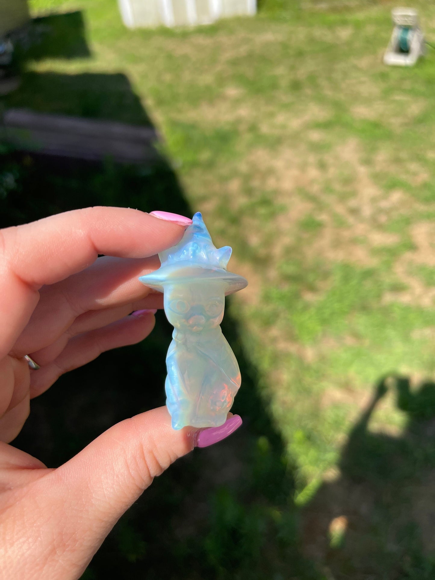 Opalite halloween cat carving