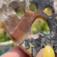 Mosaic Chalcedony Heart with Cat Paw Carving: Reiki Healing Crystal