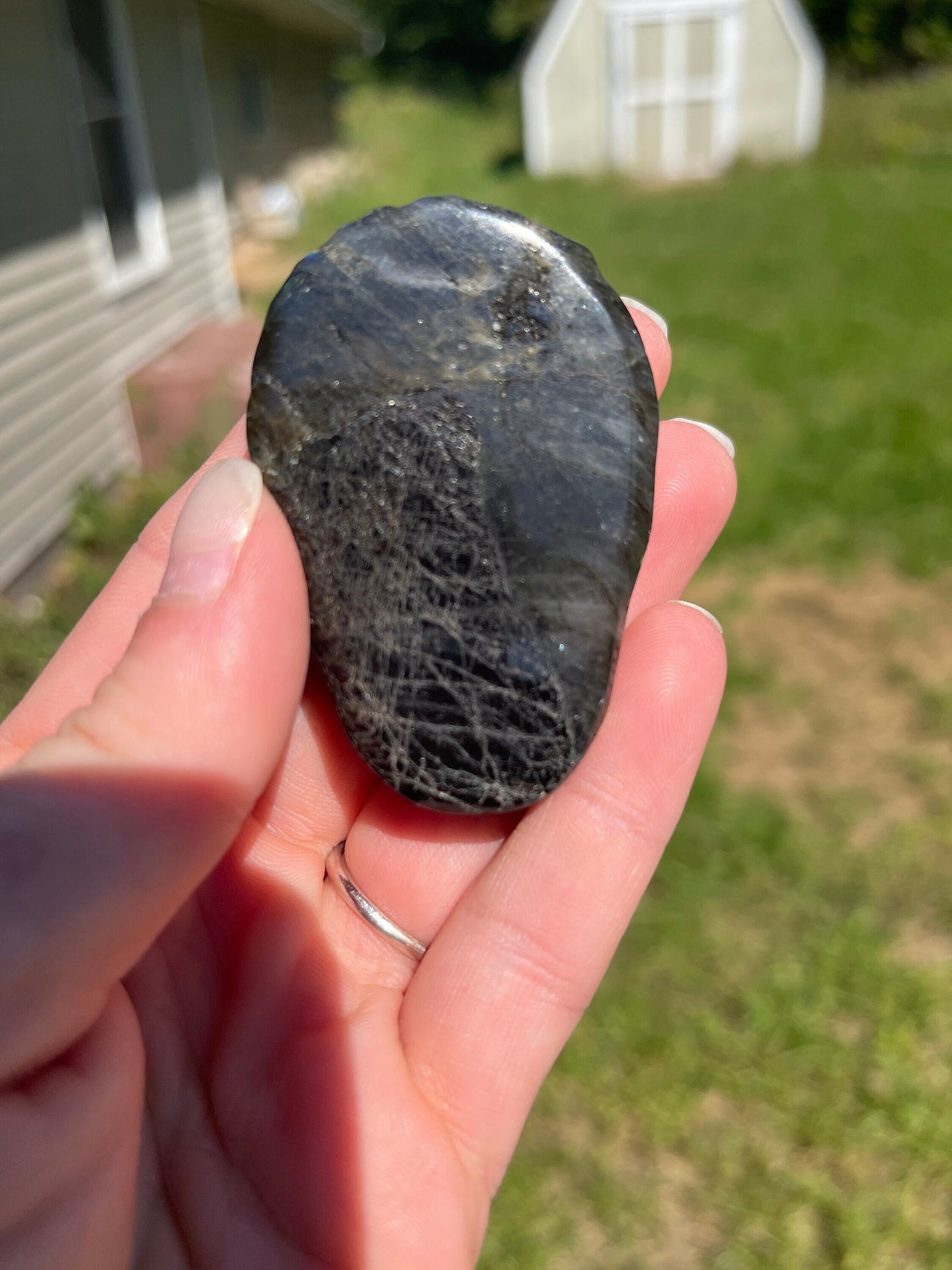 Labradorite Halloween Skull Carving