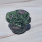 Ruby Zoisite Crystal Rose Carving: UV Reactive Flower