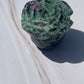 Ruby Zoisite Crystal Rose Carving: UV Reactive Flower