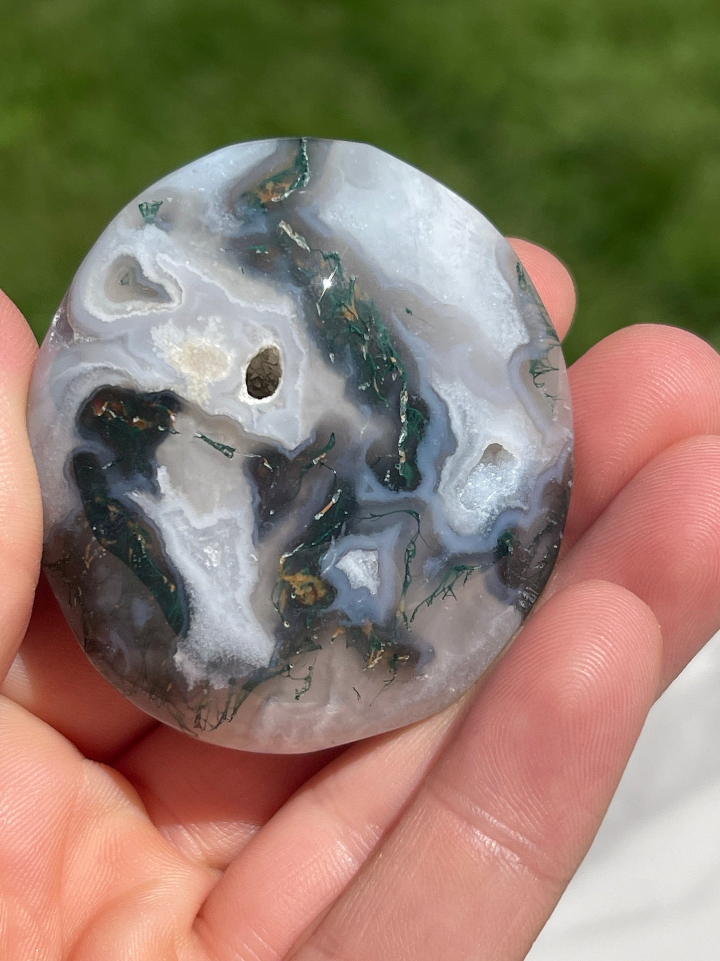 Moss Agate Palm Stone