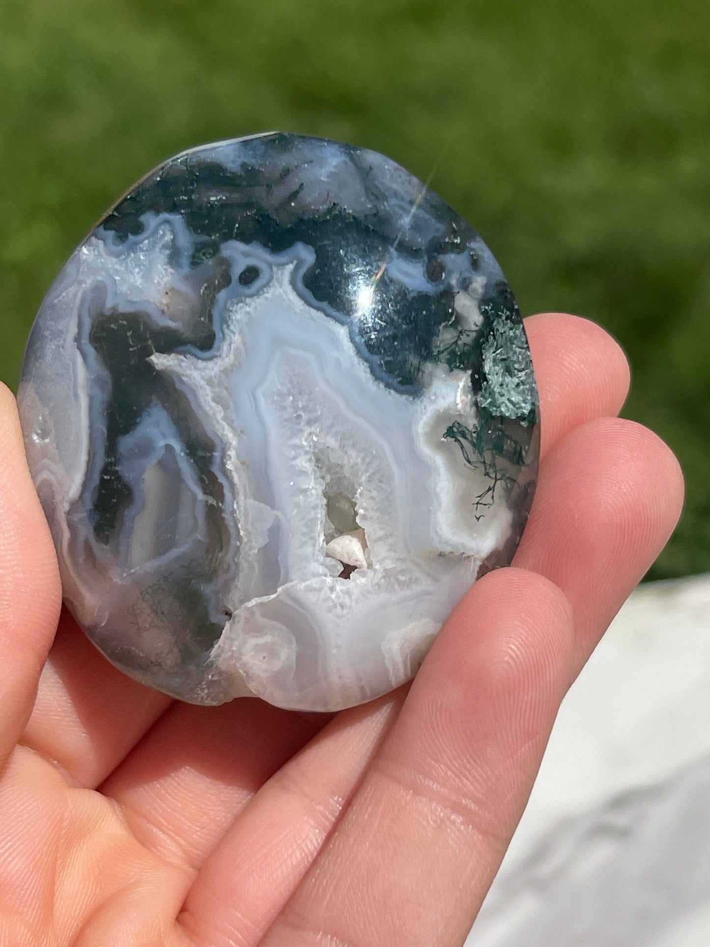 Moss Agate Palm Stone