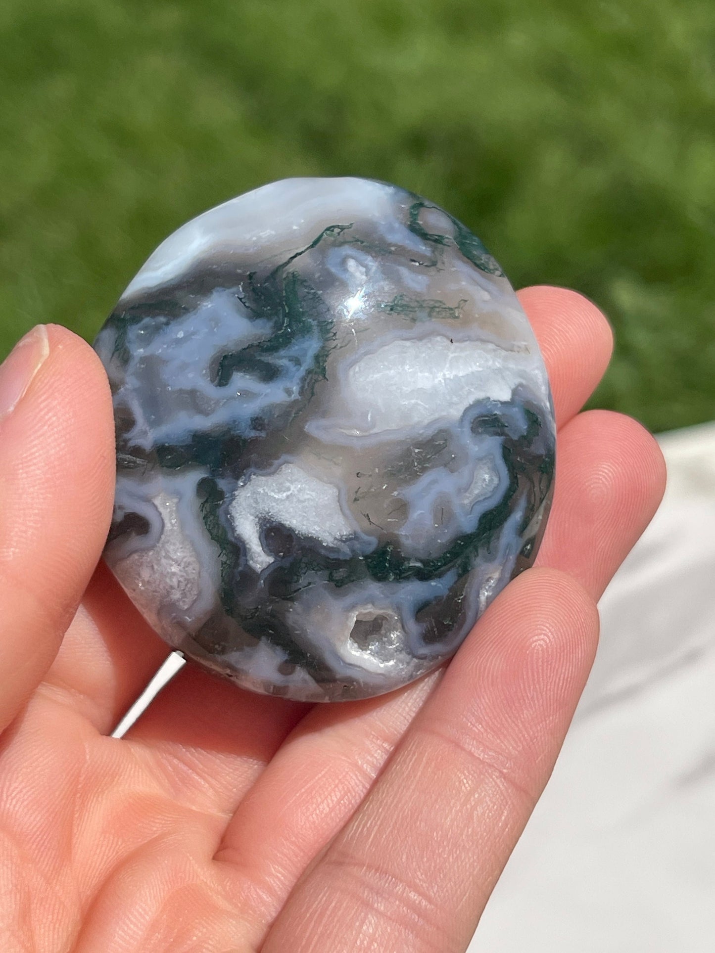 Moss Agate Palm Stone