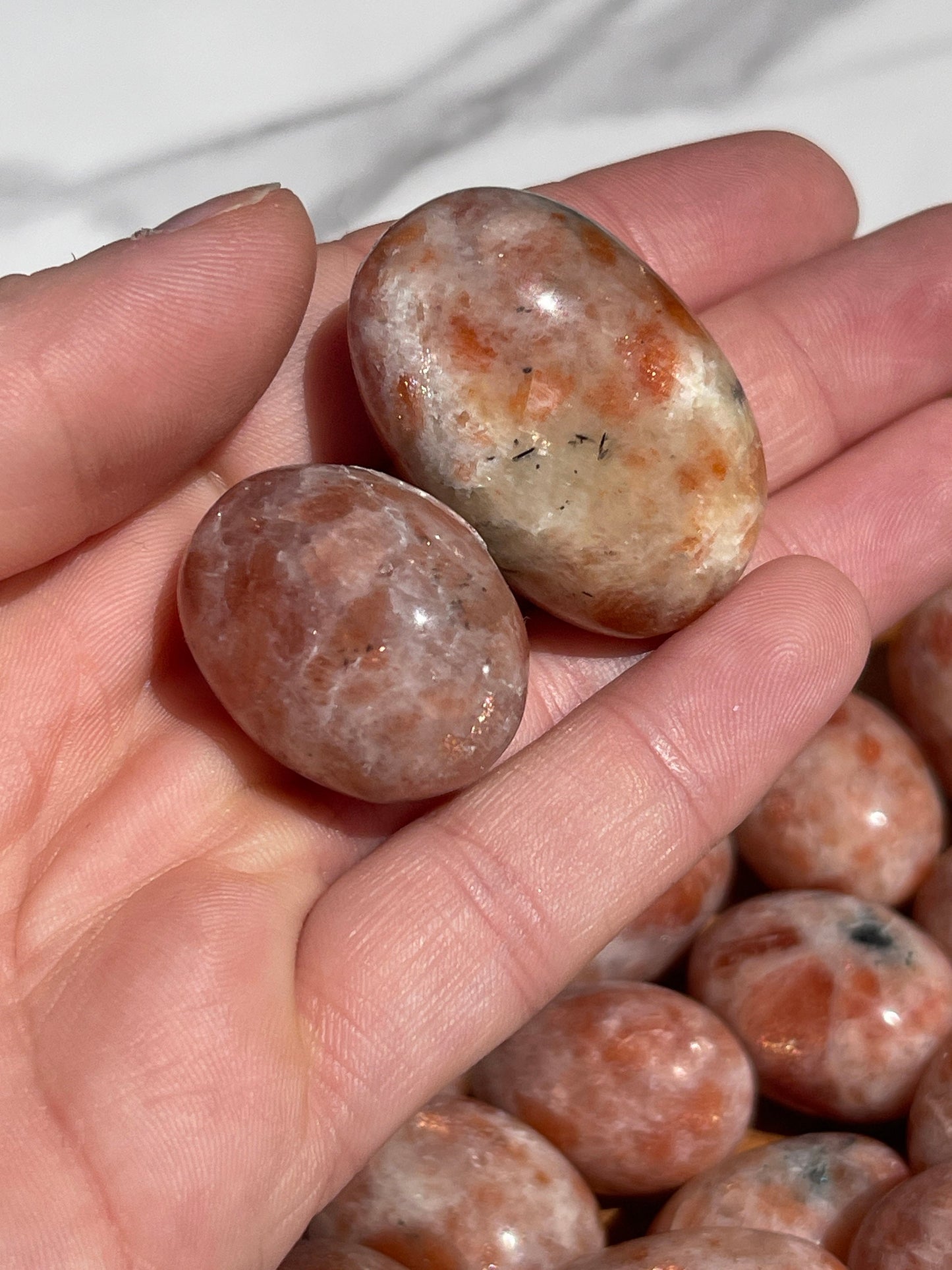 Golden Sunstone Crystal Tumbles: Copper Flash Meditation Stone