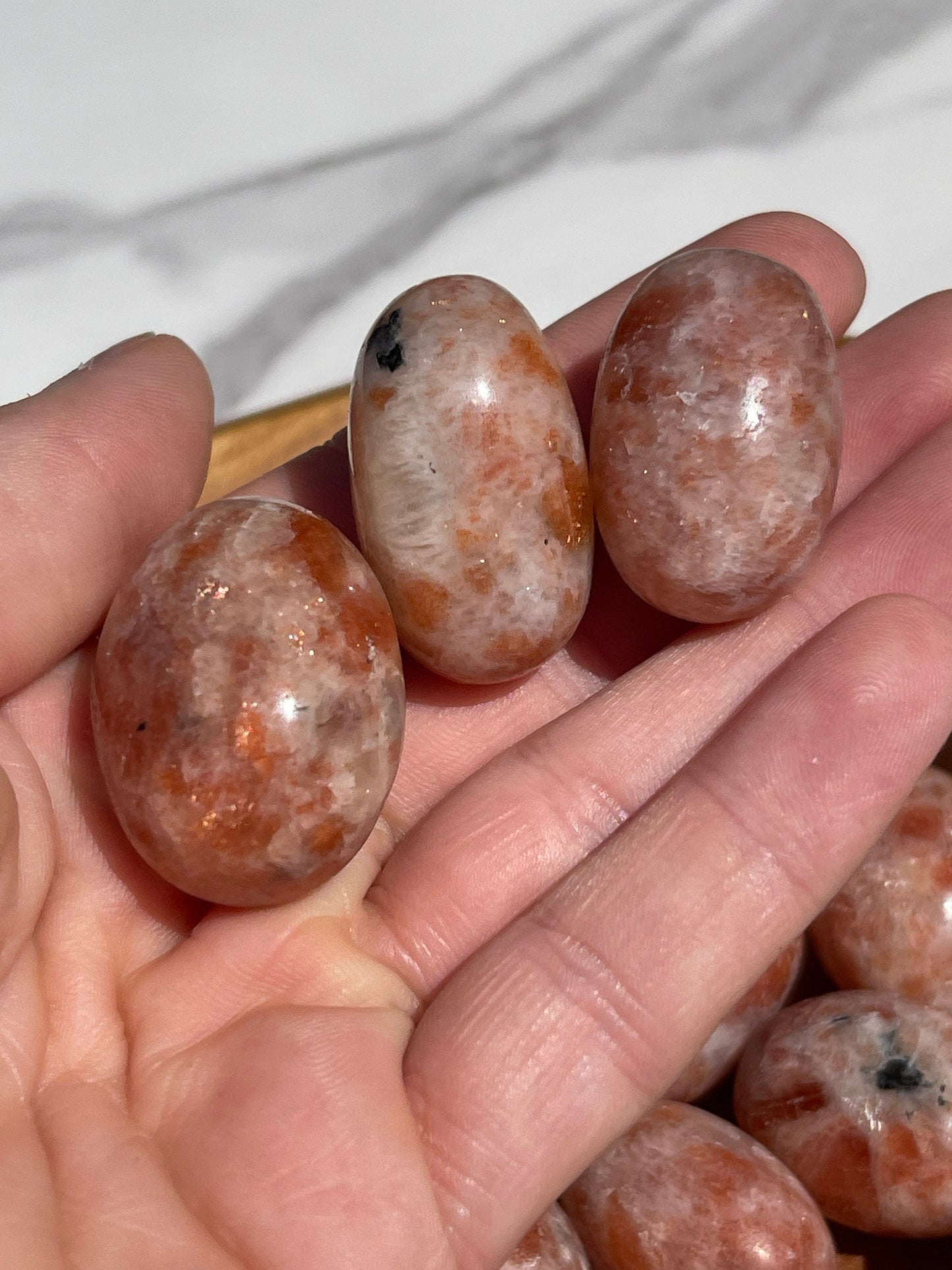 Golden Sunstone Crystal Tumbles: Copper Flash Meditation Stone